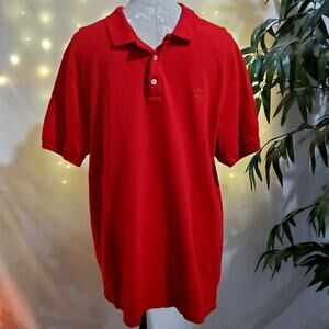 Zara Man Men's XXL Polo Short Sleeve Red Cotton Embroidered Shirt